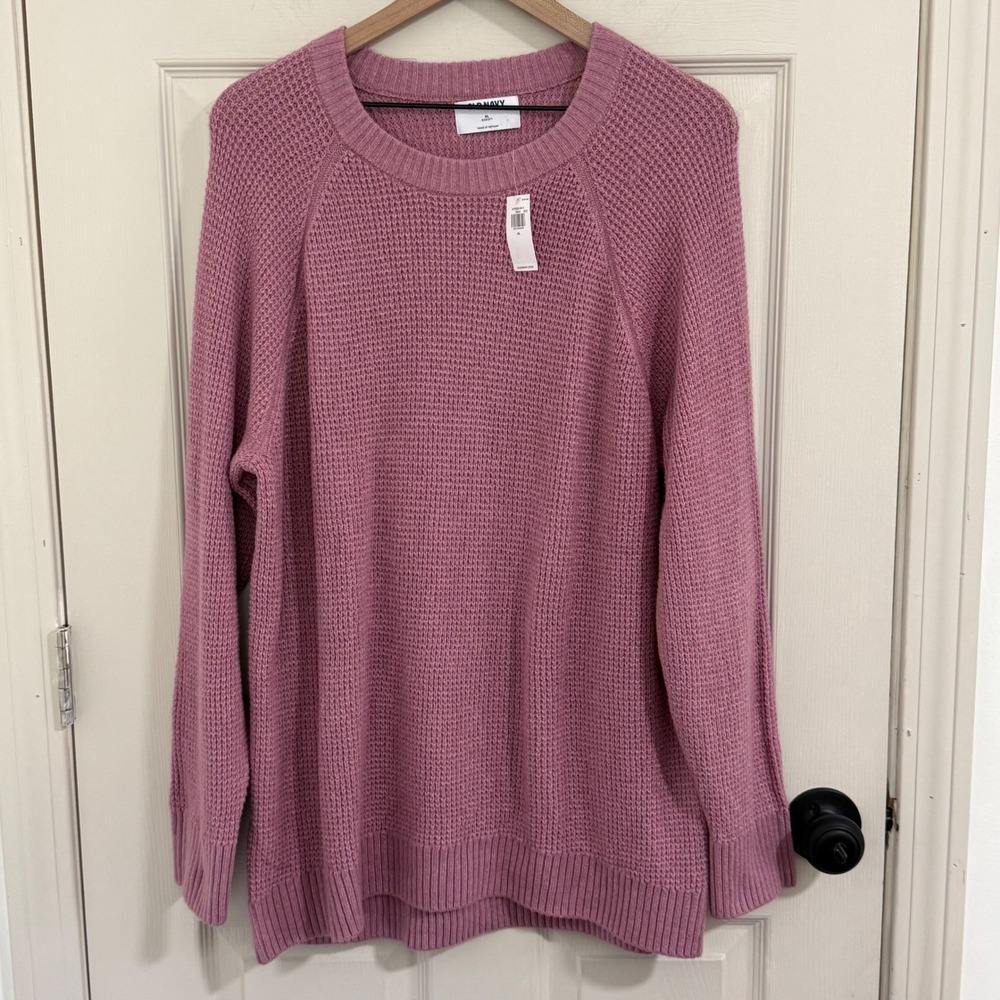 Old Navy Sweater Womens XL Pink NWT SoSoft Waffle Knit Oversized Shabby Chic